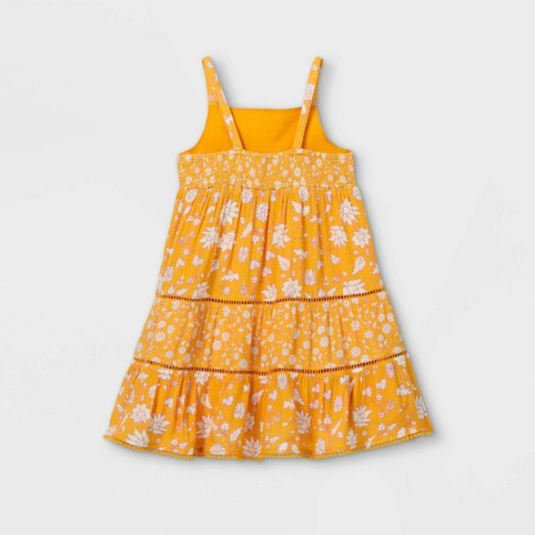 Toddler Girls' Floral Tiered Tank Dress - Cat & Jack™ Gold | Target