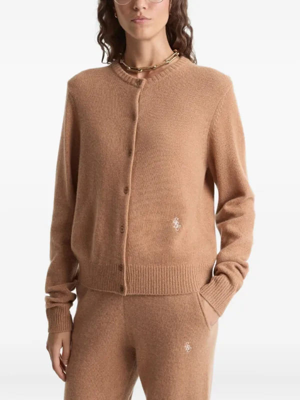 Sporty & Rich Button Embroidered Cardigan | Brown | FARFETCH BR | Farfetch (BR)