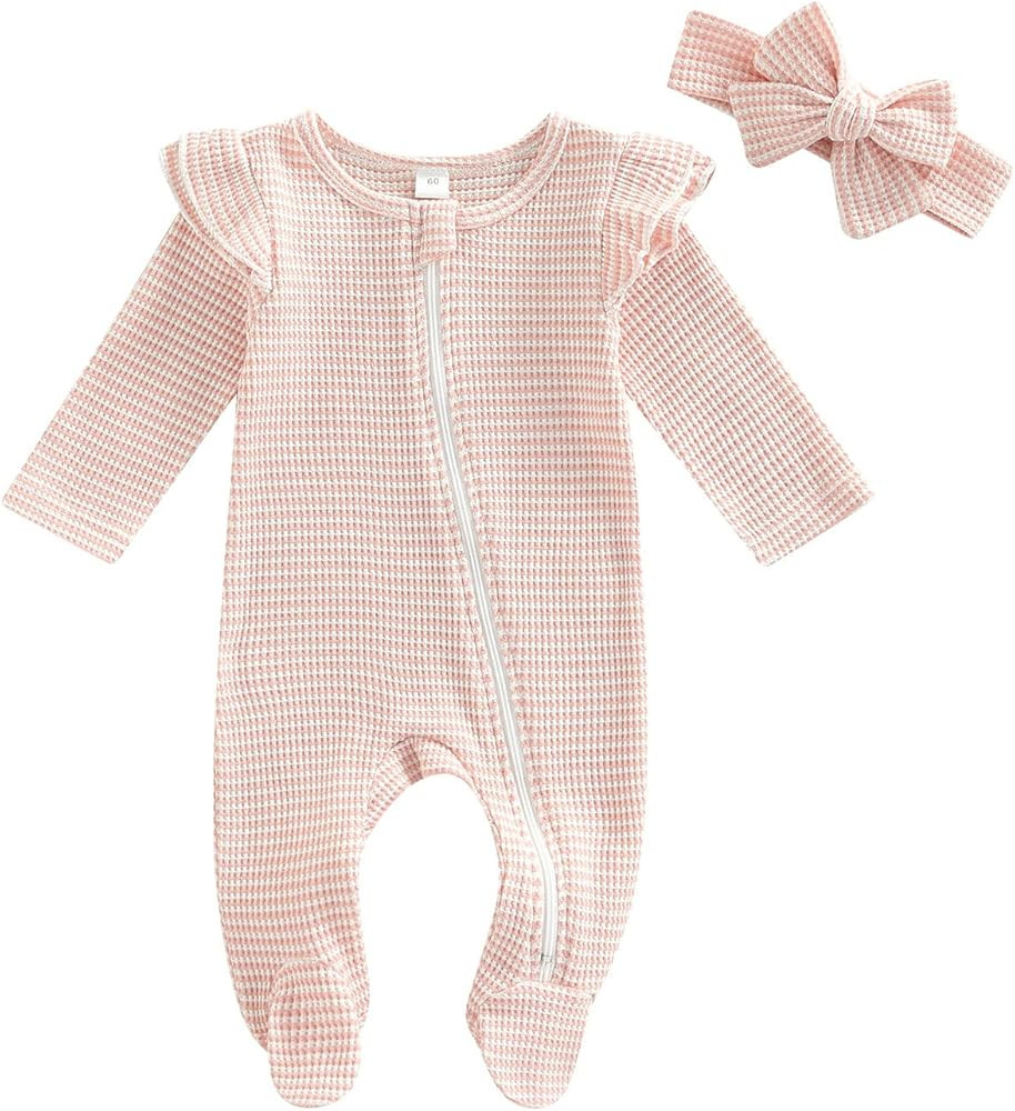 Newborn Baby Girl Boy Footie Romper One Piece Jumpsuit Sleeper Infant Clothes | Amazon (US)