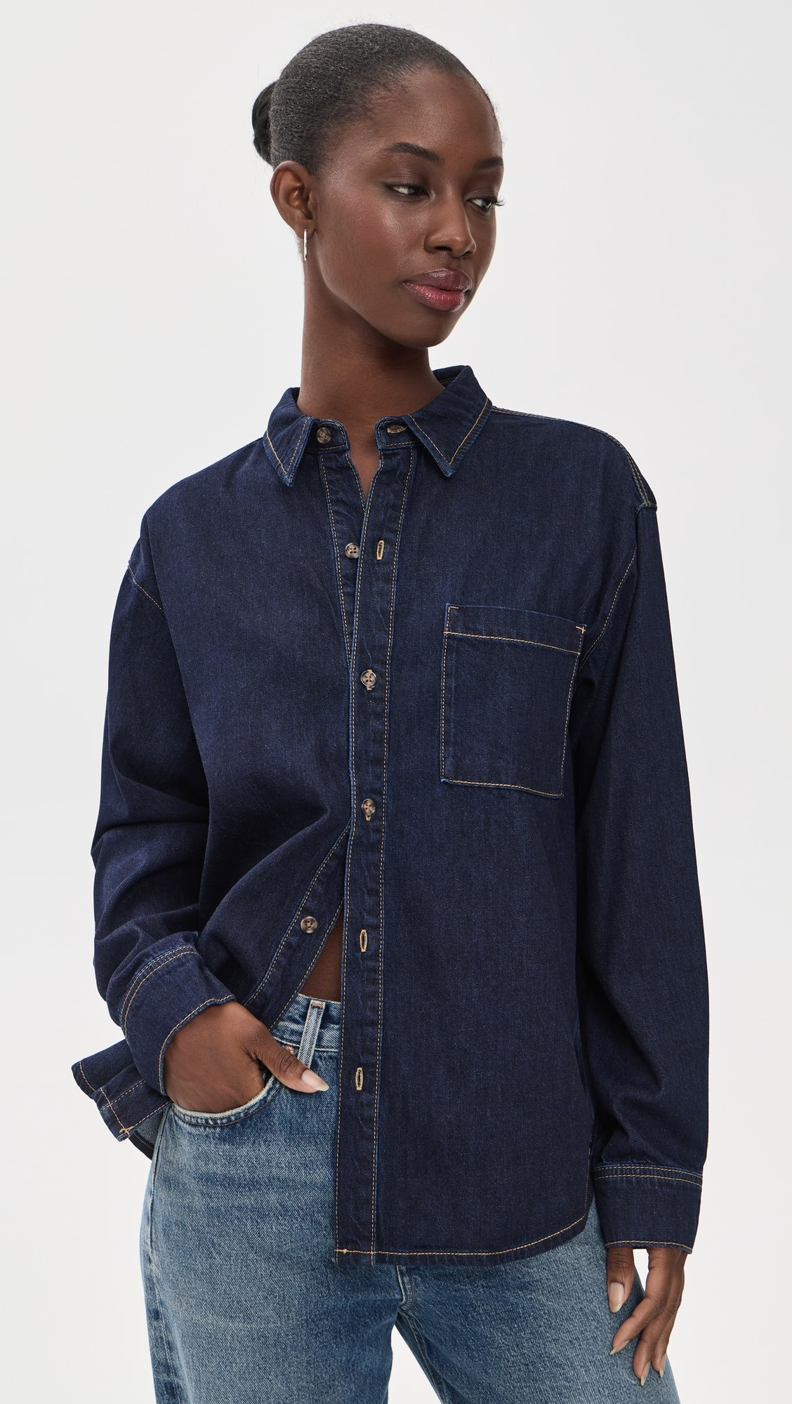 Good American The Denim Oversized Button Down Shirt | Shopbop | Shopbop
