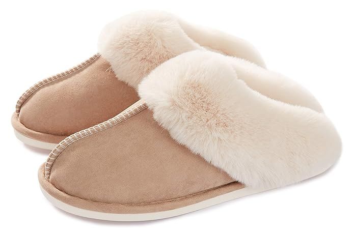 Womens Slippers Memory Foam Fluffy Warm Non-Slip Comfortable Slip-on House Shoes Plush Indoor & O... | Amazon (US)