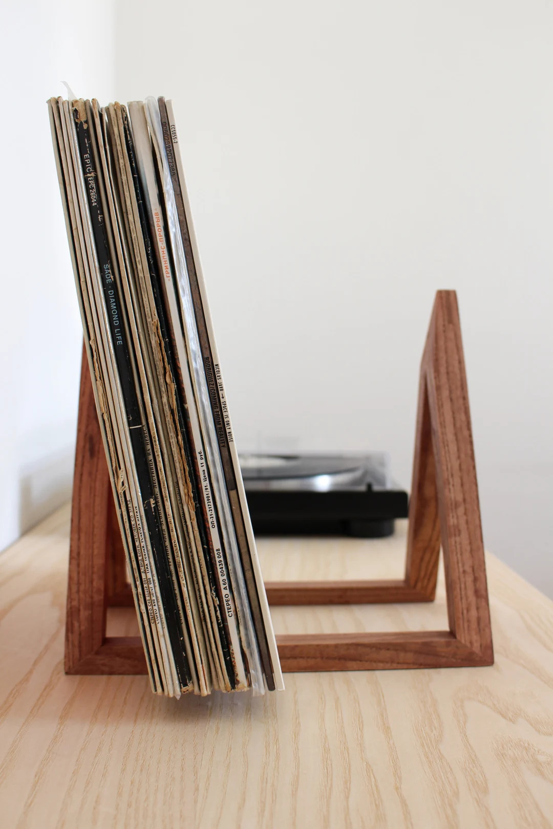 Dark Wooden Vinyl Record Holder Stand - Etsy | Etsy (US)
