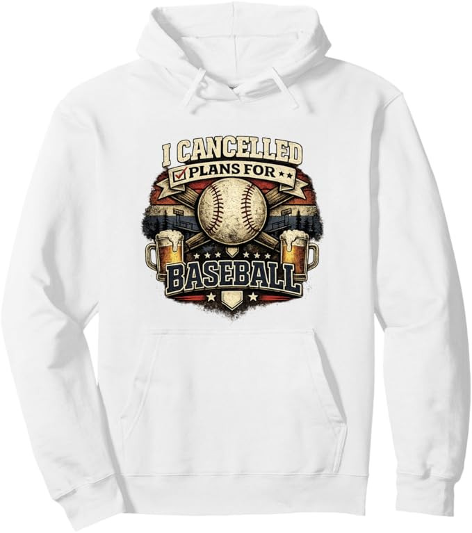 I Cancelled Plans For Baseball Vintage Retro Graphic Pullover Hoodie | Amazon (US)