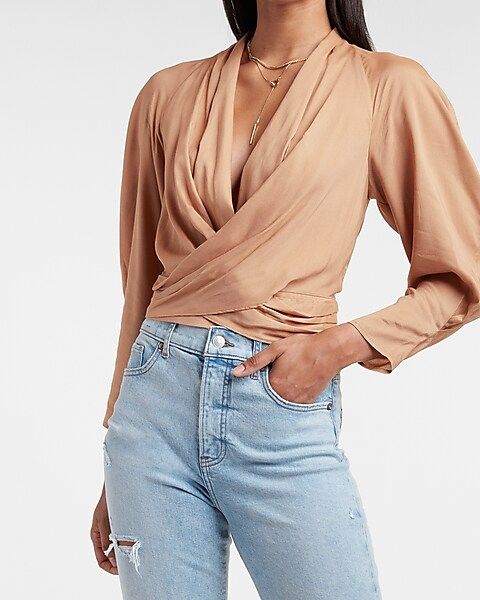 Solid Wrap Front Top | Express