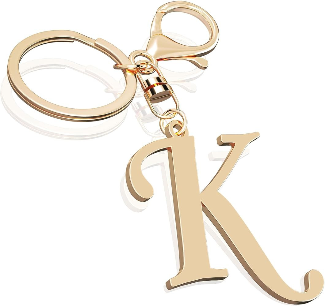 Cute Stainless Steel Gold Initial Letter Keychain for Women Girl, Charms for Key Handbag Backpack... | Amazon (US)