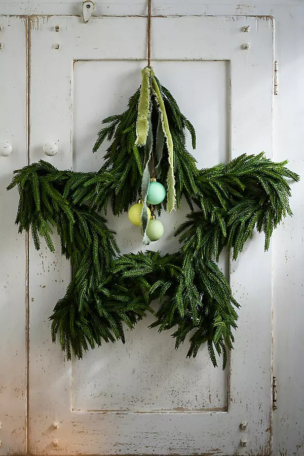 Faux Norfolk Pine Star Wreath | Terrain