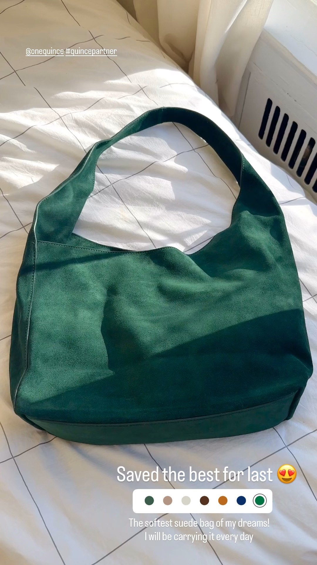 The prettiest suede bag. Free shipping & returns! Lots of color options too. Shade emerald 