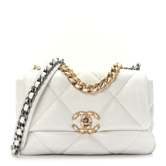 Lambskin Quilted Medium Chanel 19 Flap White | FASHIONPHILE (US)