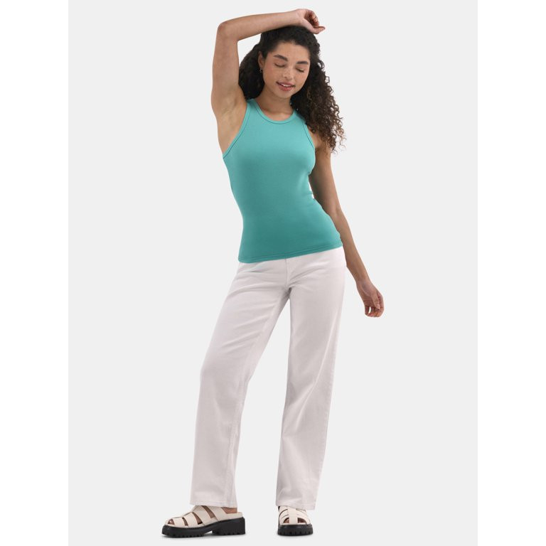 No Boundaries Ribbed High Neck Tank Top, Women's | Walmart (US)