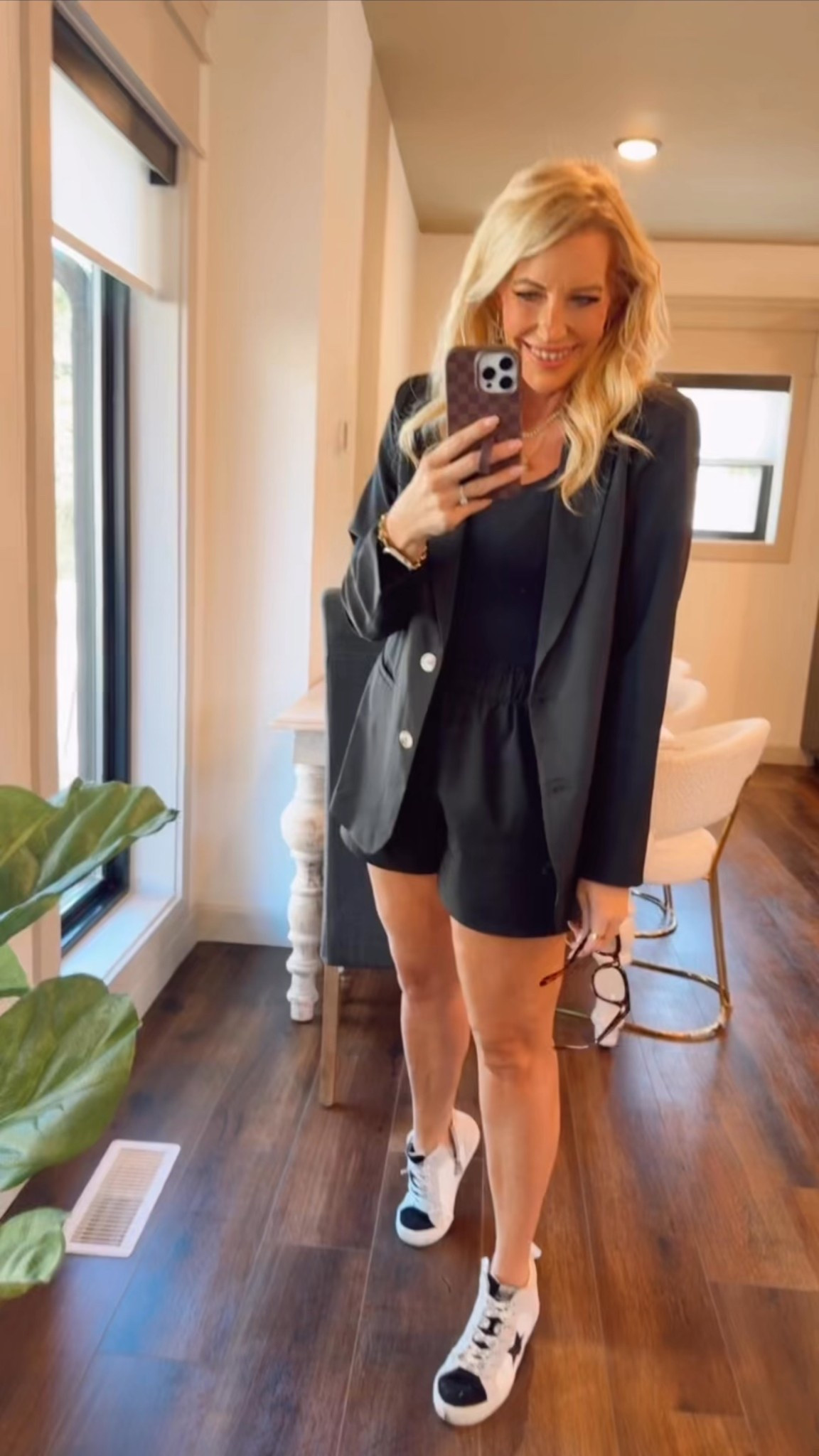 Fall transition outfit tip - wear the shorts, add a blazer. 

Sneakers / monochromatic 

#LTKOver40 #LTKStyleTip #LTKWorkwear