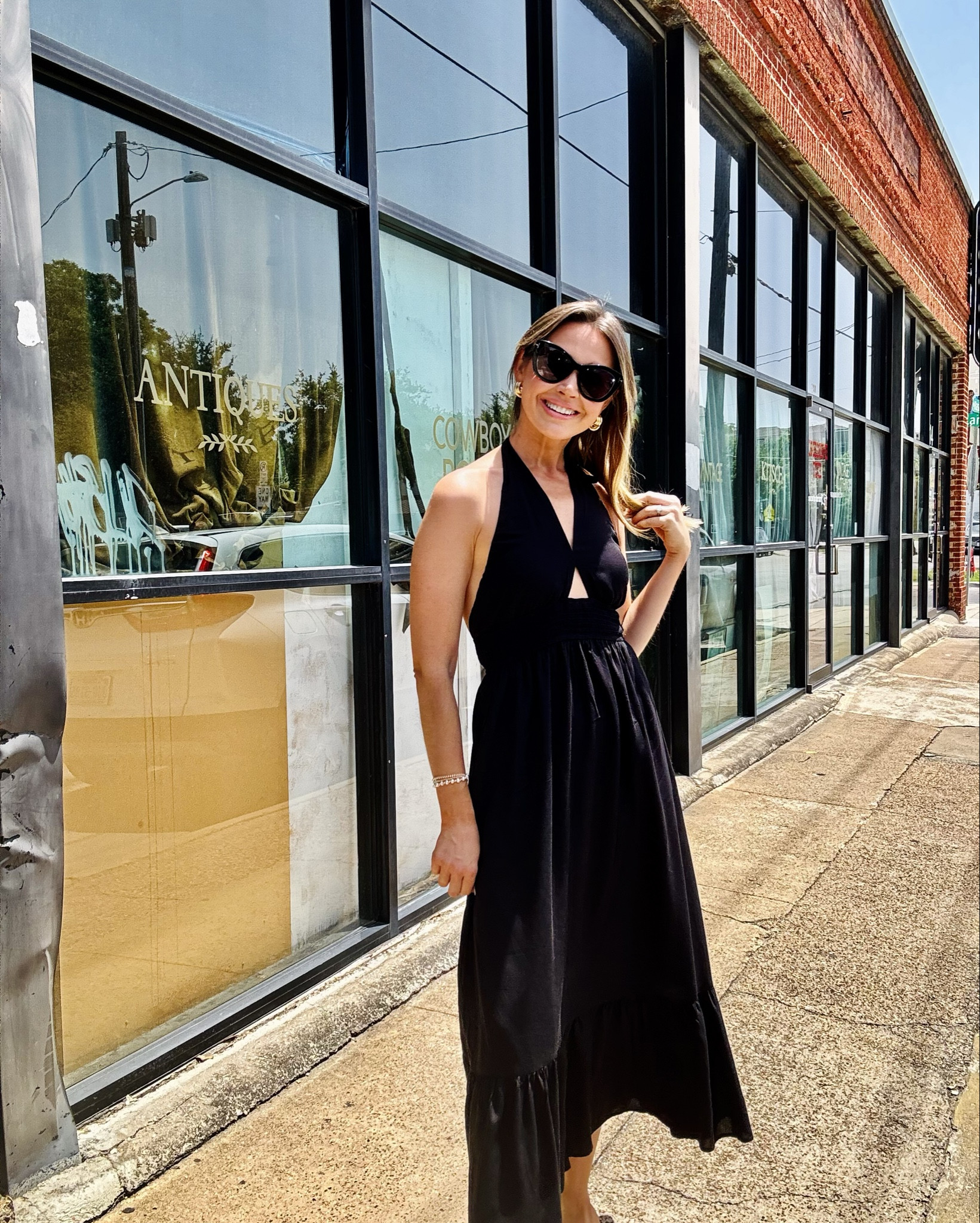 Summer to fall dress perfect for date or girls night. Comes in a bunch of fun colors, but I picked black, so it could transition to fall. The back is stunning! I wore it today with sparkly flats, but can be dressed up with heels or down with sandals . (And has pockets. 🙌) Fabric is great and lightweight. (I’m in a small.)

#LTKSeasonal #LTKFindsUnder50 #LTKParties