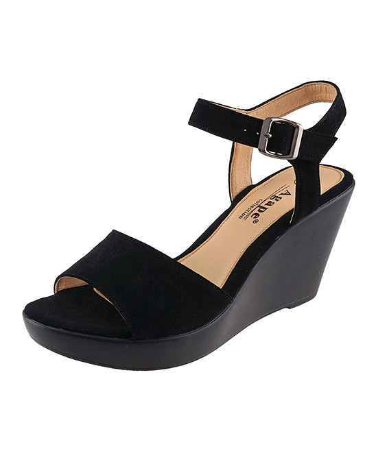Agape Women's Sandals BLACK - Black Pamela Wedge Sandal - Women | Zulily