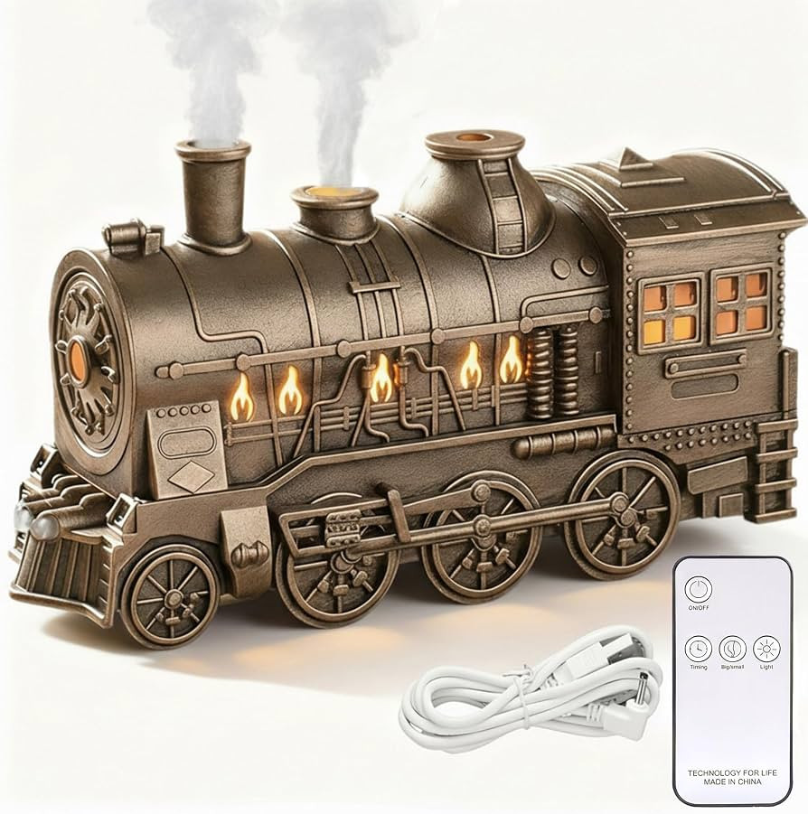 Train Diffuser, 300ml Vintage Steam Train Essential Oil Diffuser, 2 Color LED Dual Mist Modes Chr... | Amazon (US)