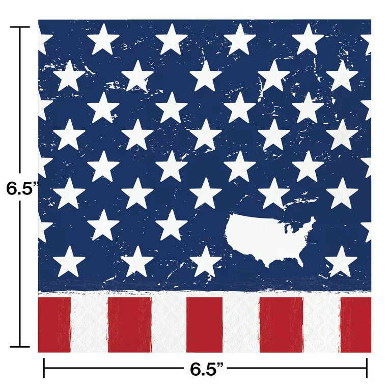 6.5" x 6.5" 4th of July Red, White & Blue Flag Paper Napkin, 24 Ct -Way to Celebrate | Walmart (US)