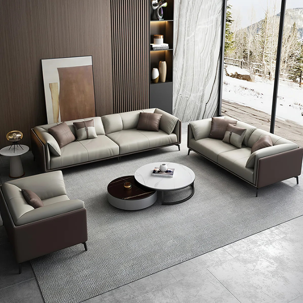 Kutchins 3-Piece Modern Faux Leather Sofa & Living Room Set | Wayfair North America
