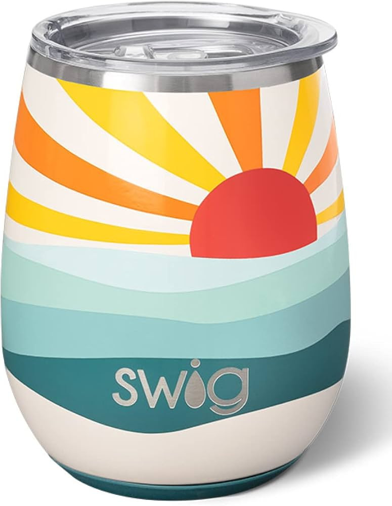 Swig Life 14oz Stemless Wine Cup, Insulated Wine Tumbler with Lid, Stainless Steel Wine Glass, Re... | Amazon (US)