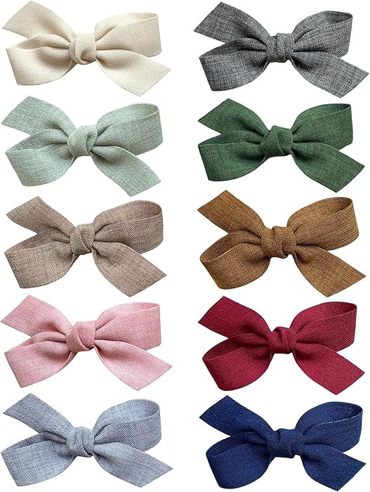 Baby Girls Hair Bows Clips, 10pcs Boutiques Barrettes Fully Lined Alligator Clips Hair Accessorie... | Amazon (US)