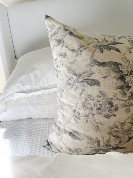 Blue and cream toile pillow - McGee & Co. Memorial Day sale - primary bedroom bedding decor - primary bed pillows 

#LTKHome #LTKSaleAlert