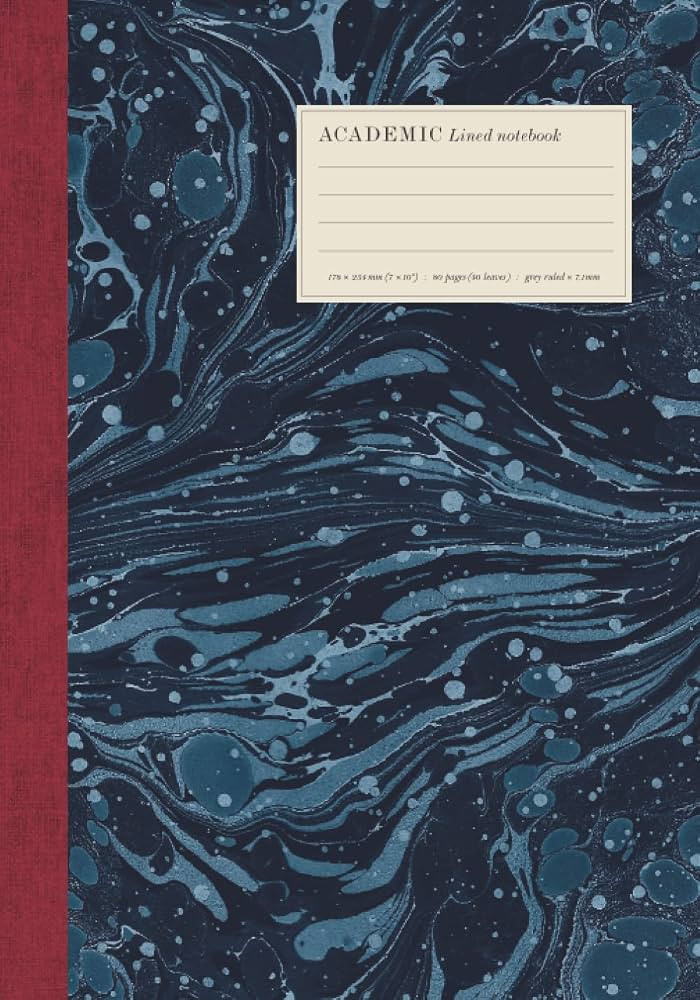 Academic notebook: vintage-style marbled paper cover, college ruled paperback, cream paper, 80 pa... | Amazon (US)