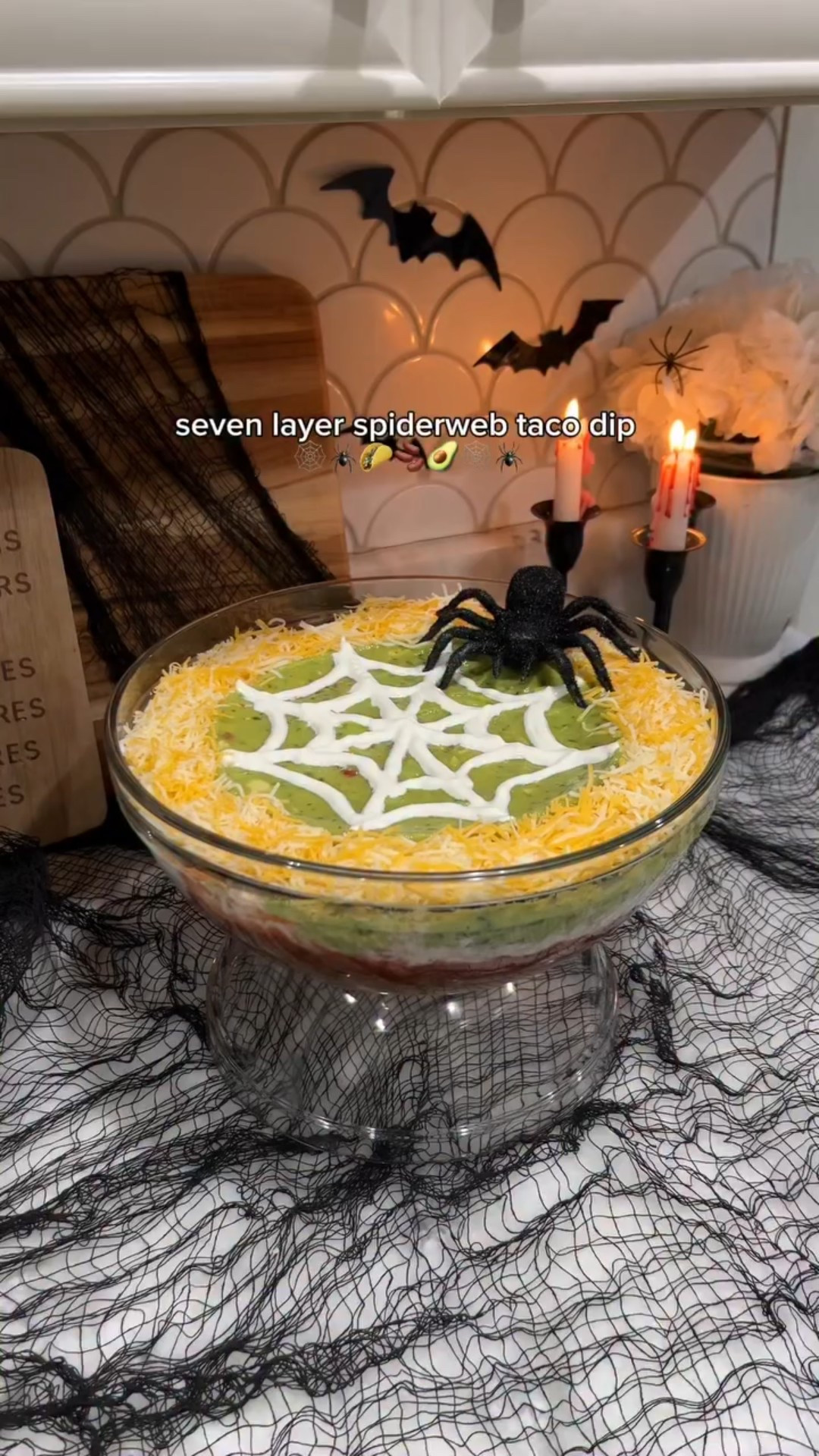 seven layer spiderweb taco dip ft @flavorgod for the most amazing flavor! 🕸️🌮🕷️
♡
♡
♡
#fallvibes #cozyathome #cozyvibes #spookyseason #spookyszn #fallseason #pumpkinseason #momlife #blackgirltiktok #fallbaking #fallaesthetic #autumnvibes #halloween #tacos #tacotaco 
#momsofinstagram #sahm #fyp #fallrecipes #fallfood #autumnrecipes #halloweenfood #dip #cozytom #comfortfood #7layerdip #fallbaking #taco #tacodip #foodporn