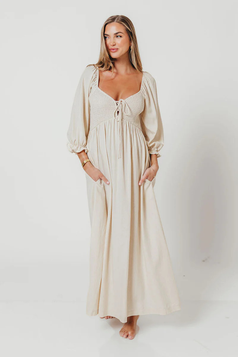 Cecilia Maxi Dress in Linen Blend - Bump Friendly | Worth Collective