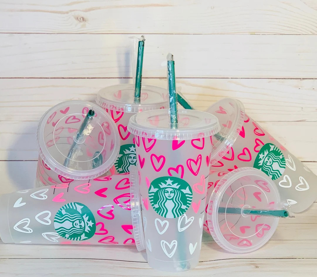 Ombre Hearts Starbucks Coffee / Valentines Starbucks gift / Valentines Starbucks Cold Coffee Cup ... | Etsy (US)