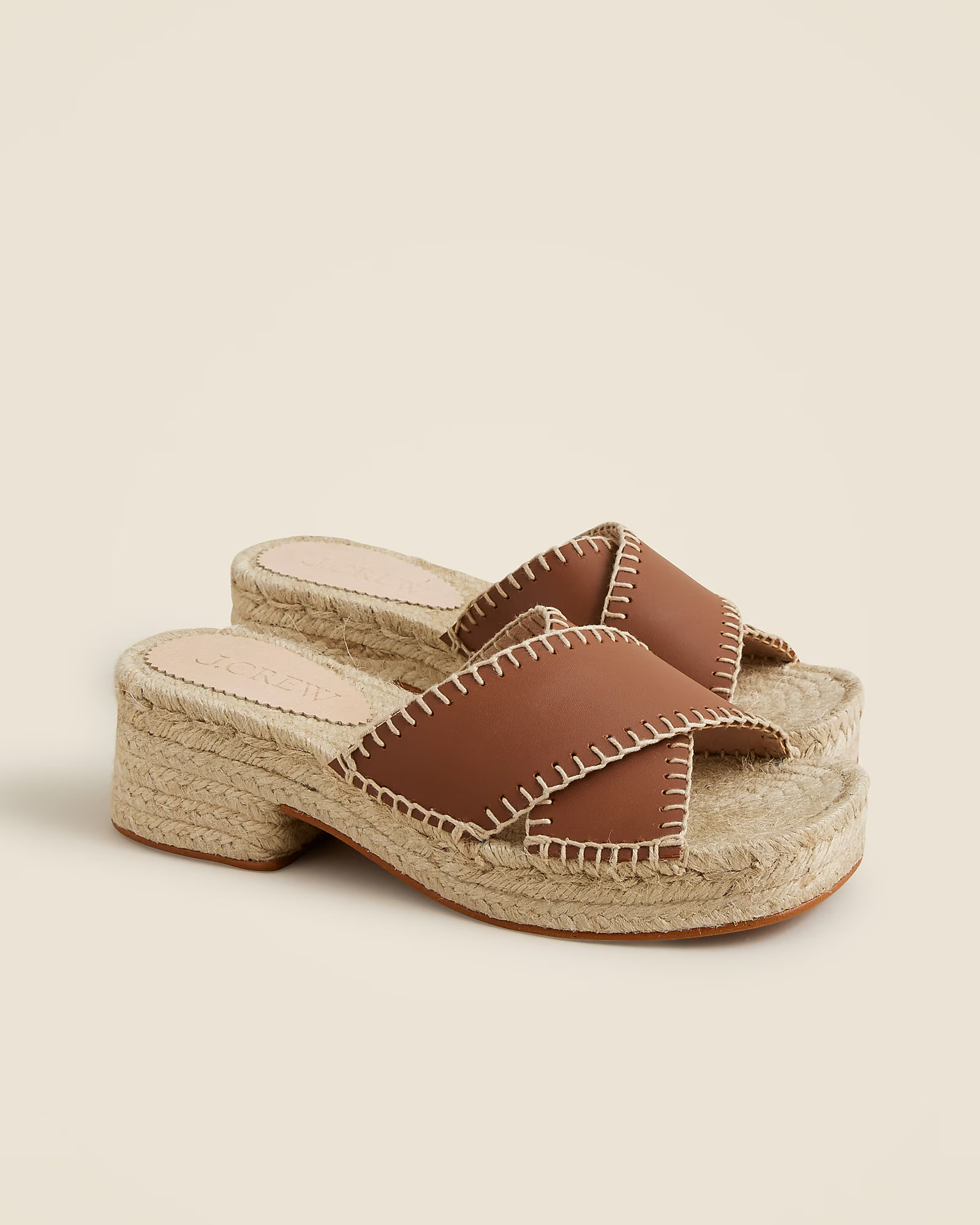 Made-in-Spain block-heel espadrilles in leather | J. Crew US