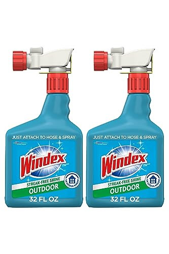 Windex Outdoor Window and Glass Cleaner for Hose Ammonia Free, Concentrated Formula for Deep Outdoor Clean, Patio Cleaner, Compatible With All Hoses, 32 Fl Oz (Pack of 2) | Amazon (US)