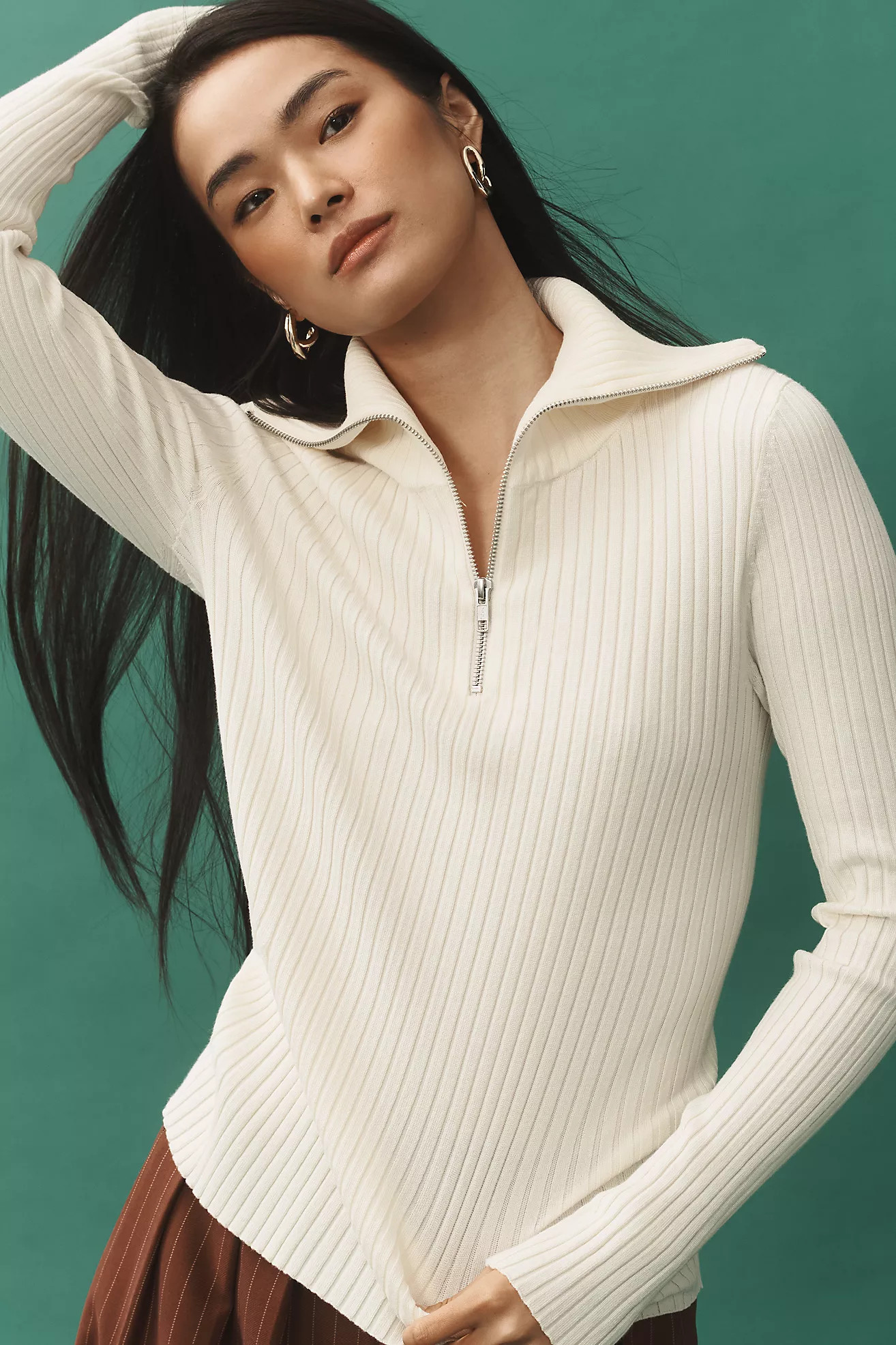 Maeve Fitted Half-Zip Sweater | Anthropologie (US)