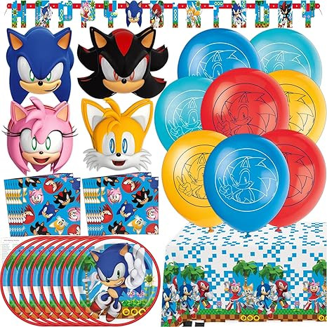 Sonic Birthday Party Decorations - Sonic Party Decorations - Plates, Napkins, Tablecloth, Banner,... | Amazon (US)