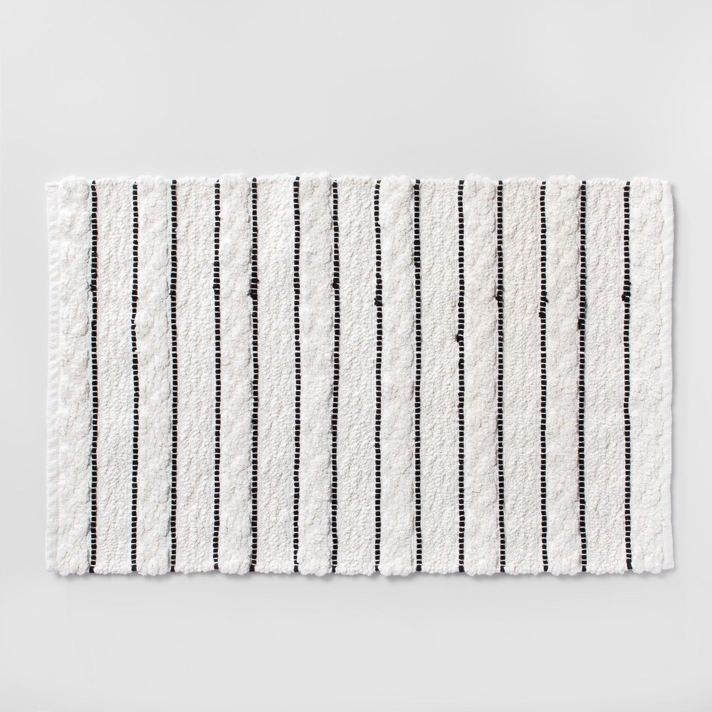Striped Bath Rug White/Black - Opalhouse , White Black | Target