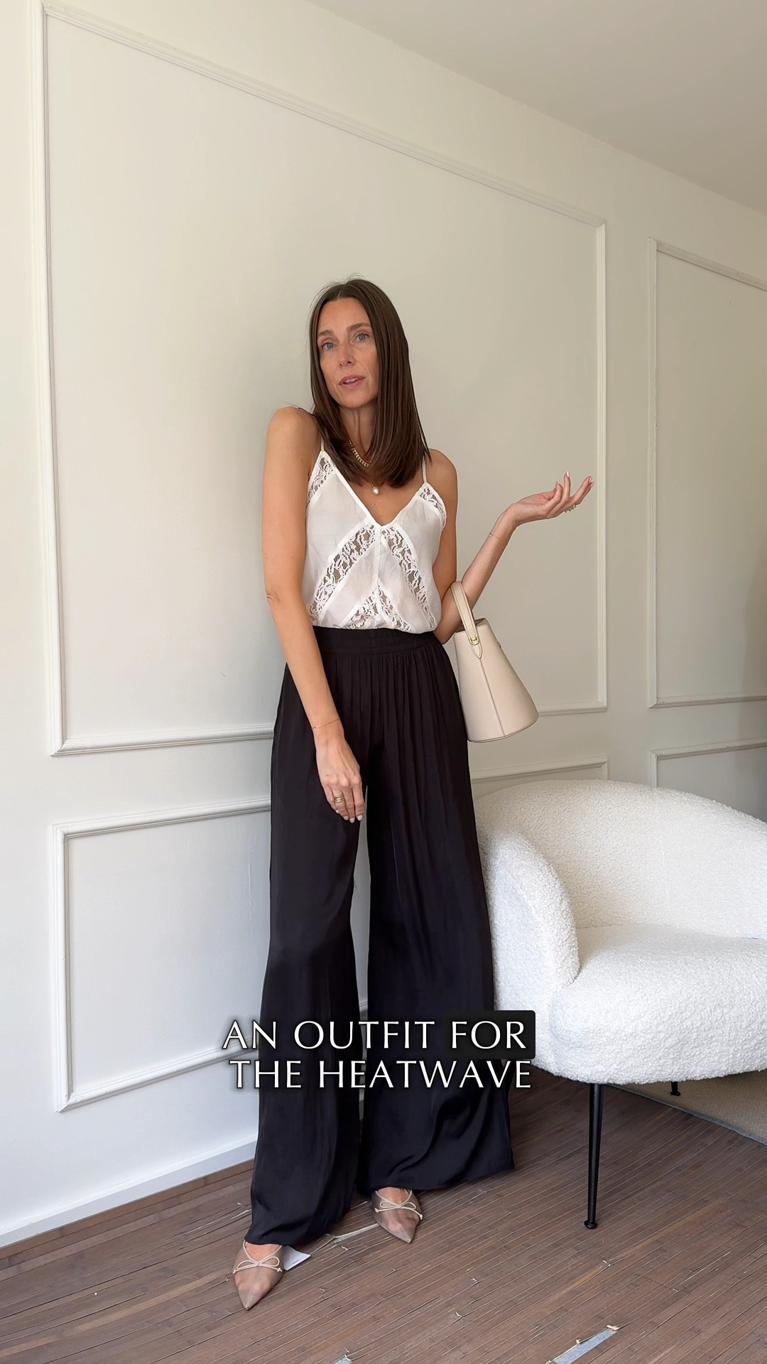 Summer outfit, holiday outfit, heatwave outfit, black trousers for summer, black wide leg trousers, lace cami  

#LTKShoeCrush #LTKStyleTip #LTKSummerEdit