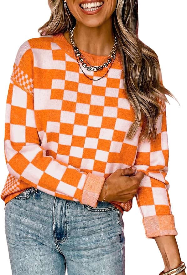 Astylish Women 2026 Checkered Pullover Sweaters Fashion Fall Outfits | Amazon (US)