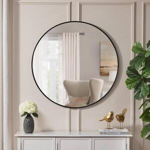 Extra Large Round Black Classic Accent Mirror (35 in. Diameter) | The Home Depot