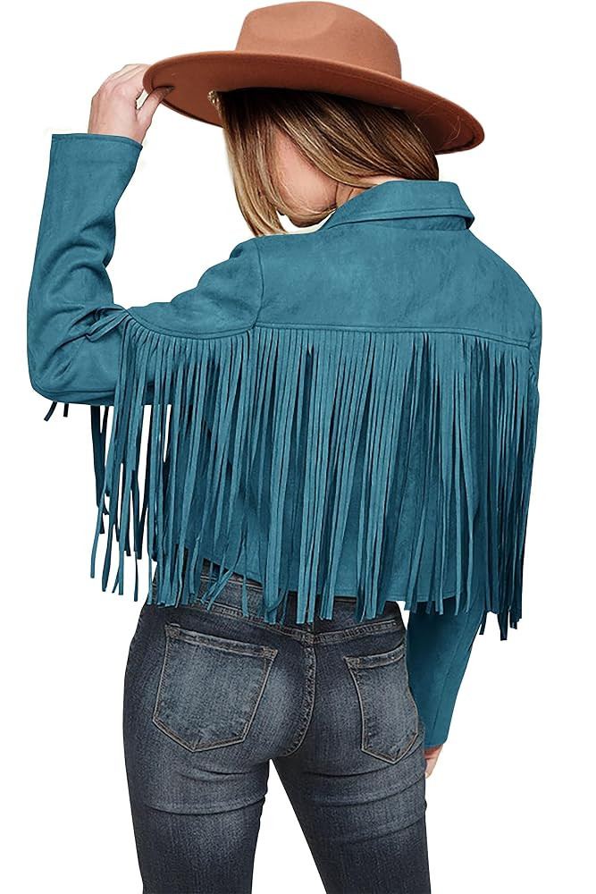 PRETTYGARDEN Women's Fringe Faux Suede Leather Jackets Fall Fashion 2025 Tassel Motorcycle Croppe... | Amazon (US)