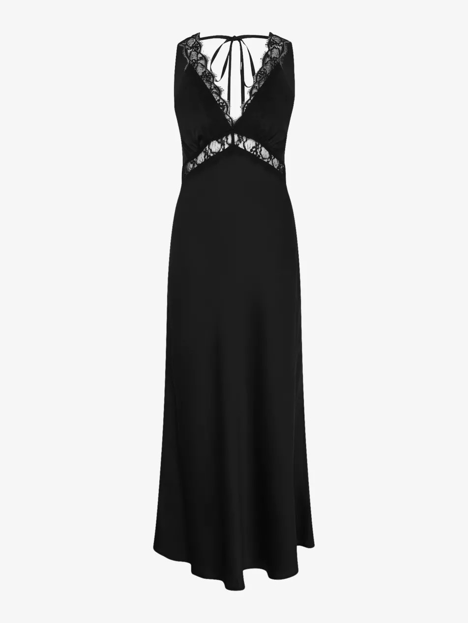 Aurelia V-neck lace-embroidered recycled-polyester maxi dress | Selfridges