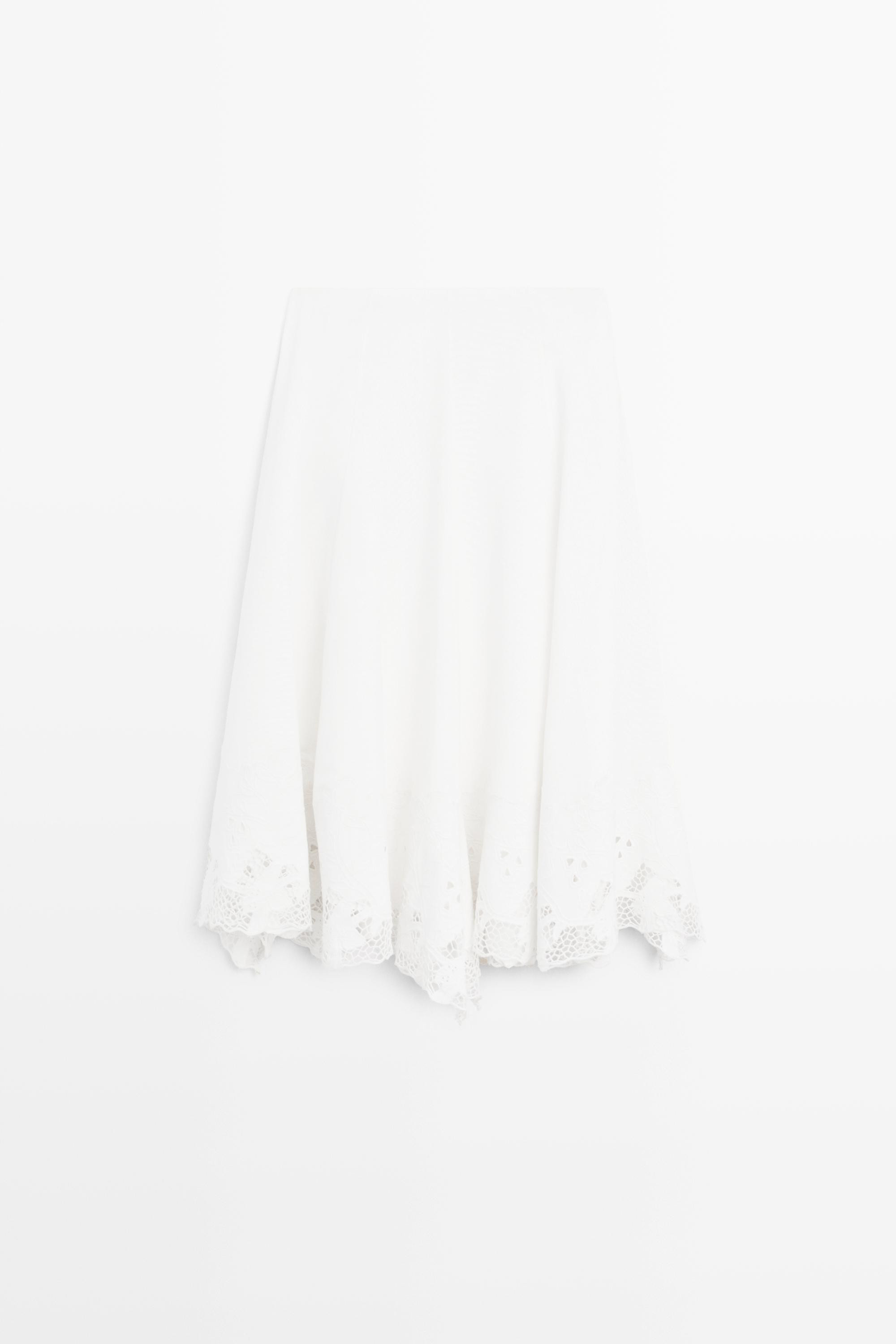 Flared midi skirt with embroidery | Massimo Dutti US