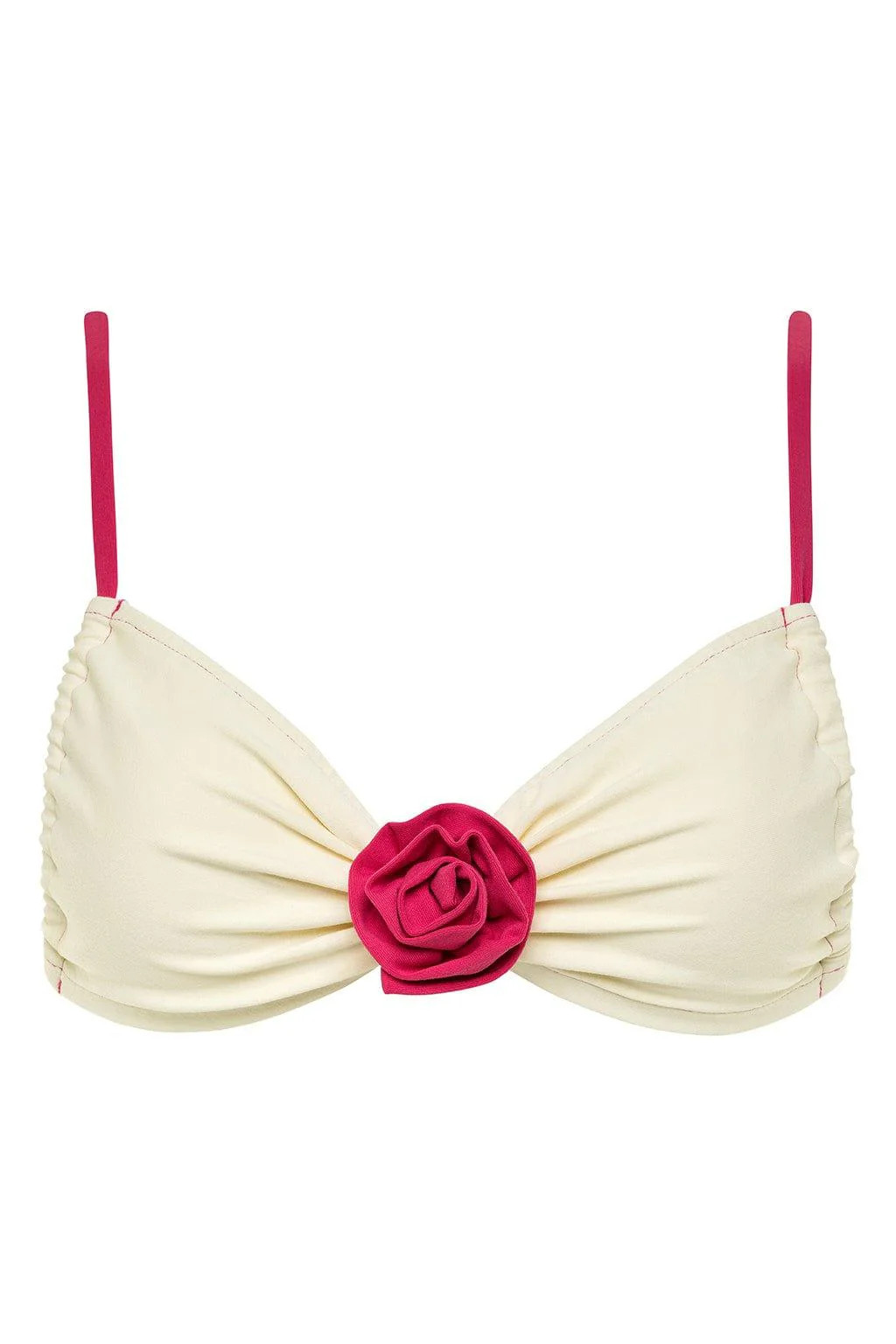 Cream Raspberry Binded Devin Rosa Bikini Top | Montce