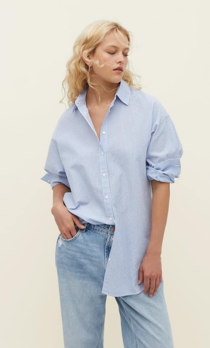 Long poplin shirt | Stradivarius (UK)