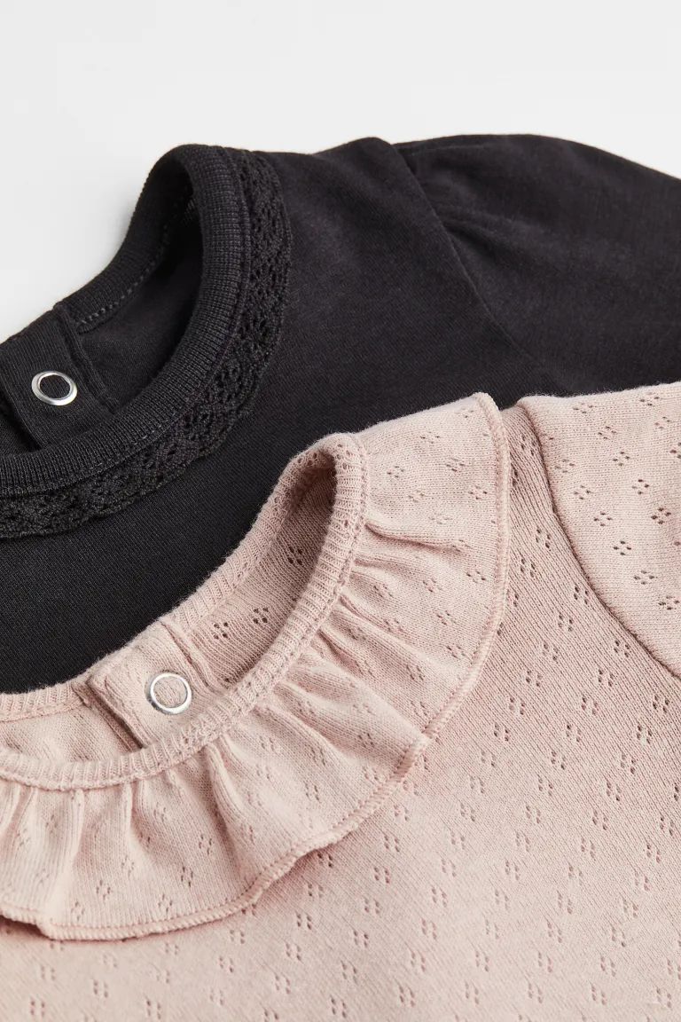 2-pack Puff-sleeved Bodysuits - Black/pink - Kids | H&M US | H&M (US + CA)