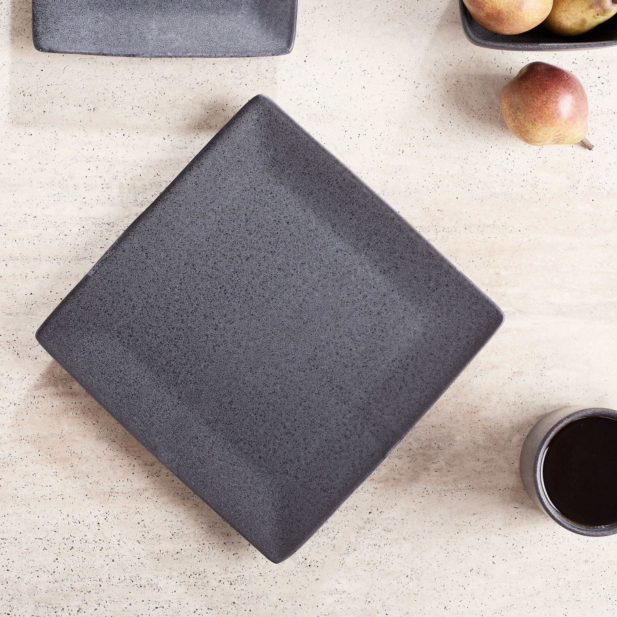 Better Homes & Gardens Dark Gray Square-Shaped Dinner Plate - Walmart.com | Walmart (US)