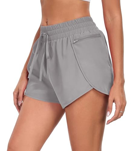 Amazon.com: PrinStory Womens Athletic Shorts High Waisted Running Quick Dry Gym Workout Shorts wi... | Amazon (US)