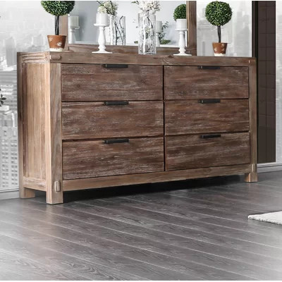 Truston 6 Drawer 62'' W Double Dresser with Mirror | Wayfair North America