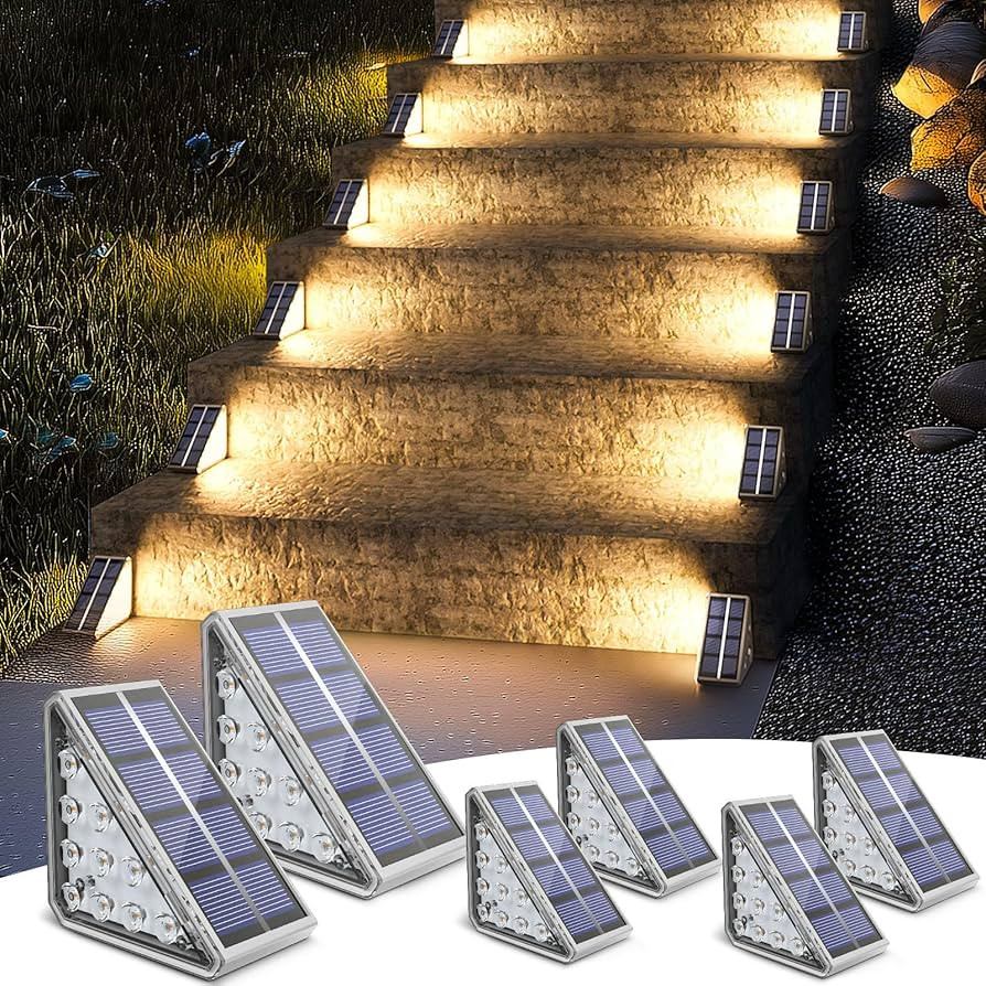 NIORSUN Solar Stair Lights Outdoor Waterproof IP67,6 Pack Solar Step Lights for Outside Auto On O... | Amazon (US)