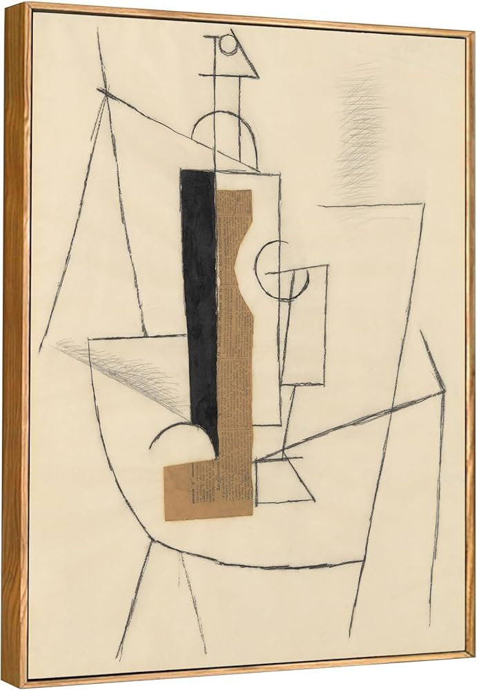 INVIN ART Framed Canvas Wall Art Bottle and Wine Glass on a Table by Pablo Picasso Modern Abstrac... | Amazon (US)