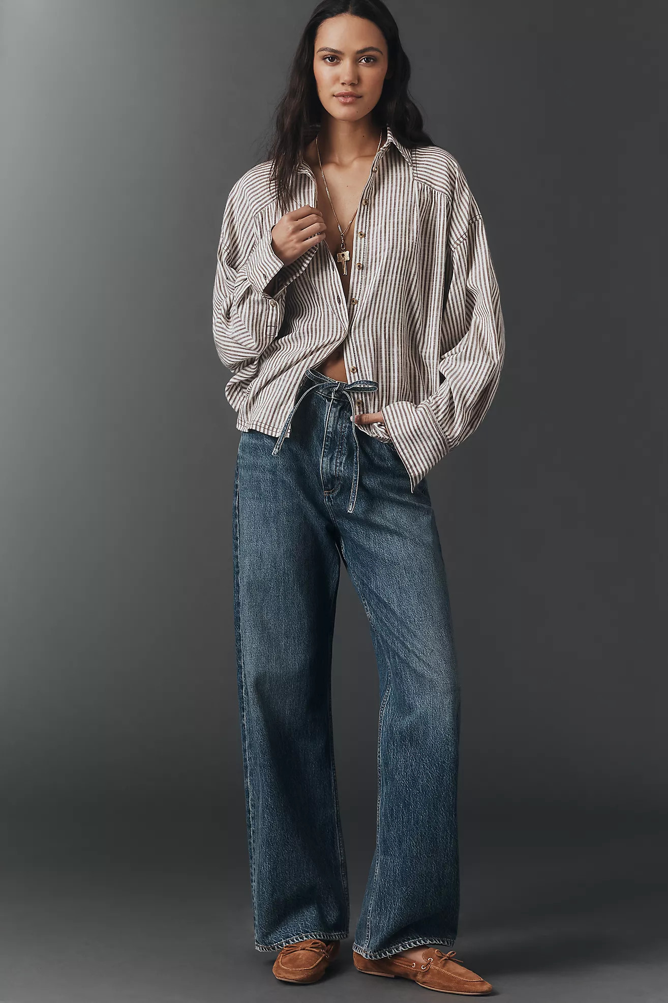 rag & bone Phoebe Drawstring High-Rise Wide-Leg Jeans | Anthropologie (US)