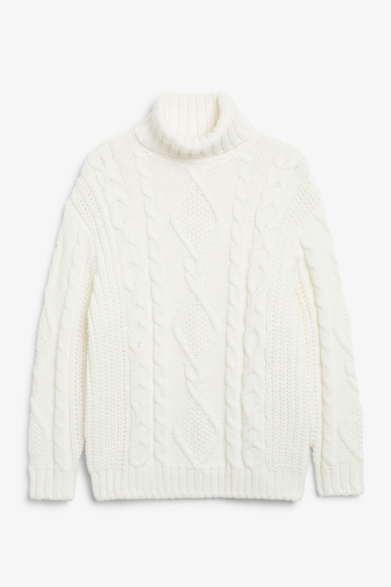 H & M - Heavy knitted roll neck sweater - White | H&M (UK, MY, IN, SG, PH, TW, HK)