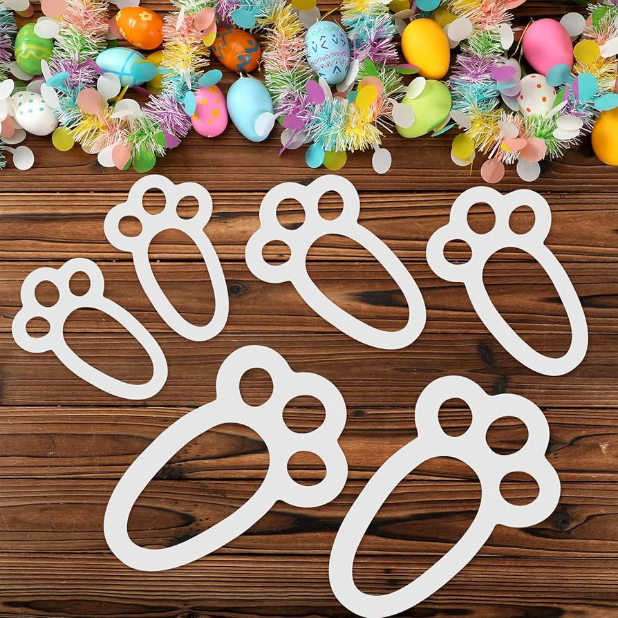 Sinload 6 Pcs Easter Bunny Footprint Stencil Bunny Feet Print Bunny Tracks Stencil Template Reusa... | Amazon (US)
