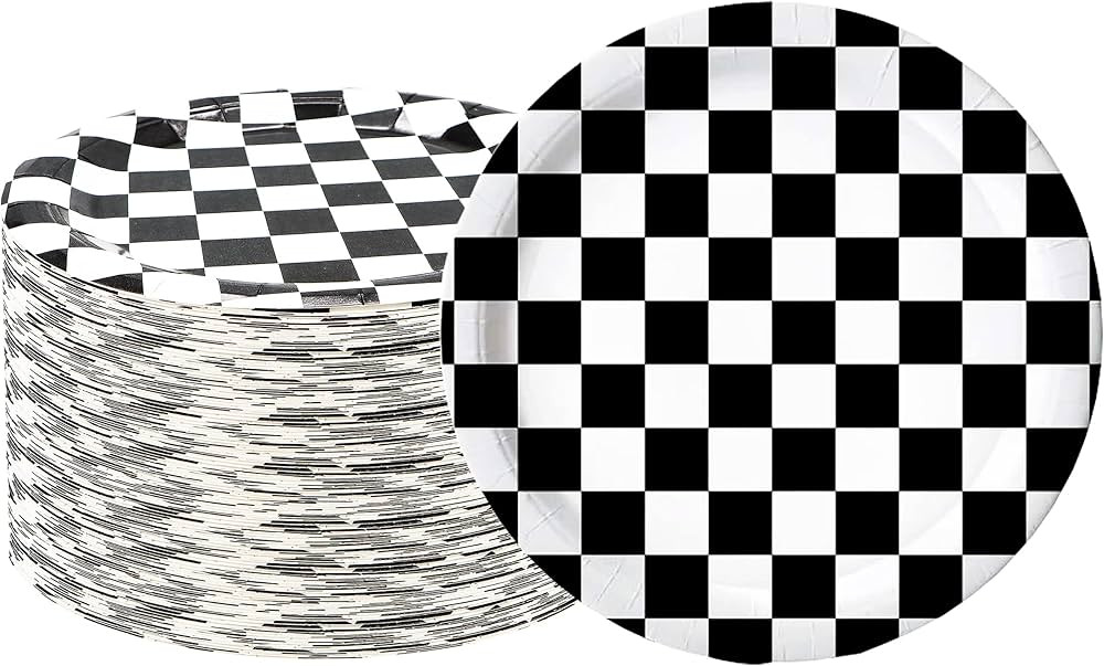 Amazon.com: HSPAIDYP 40 Pcs Black and White Checkered Race Car Party Supplies Racing Themed Paper... | Amazon (US)
