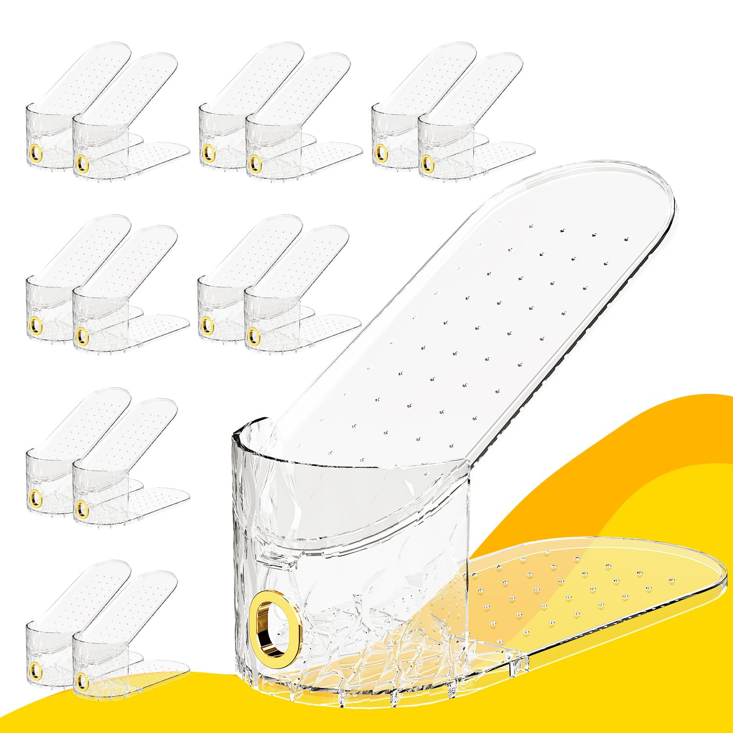 Shoe Slots Organizer, 15 Pack - Adjustable Shoe Stacker for Closet Storage, Clear Double Layer Space Saver, Durable and Stackable Shoe Holder for Sneakers Heels and Flat | Amazon (US)